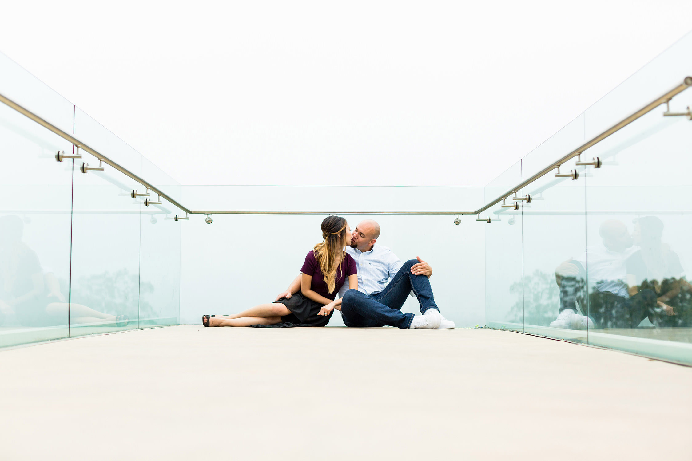 Engagement Session at the Newport Beach City hall and library bridge in Southern California